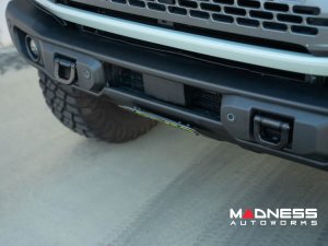 Ford Bronco Front License Plate Relocation Bracket - Factory Capable Steel Bumper - DV8 - Angled Ford Bronco Front License Plate Relocation Bracket - Factory Capable Steel Bumper - DV8 - Angled